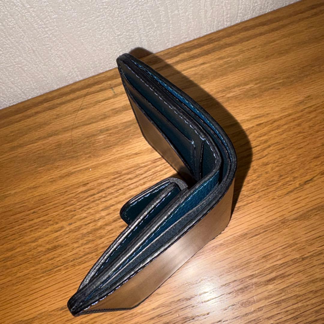 最終値下げ　コードバン　折り財布　ネイビー