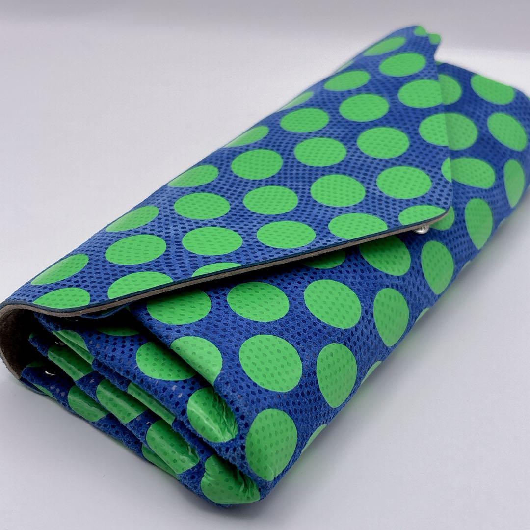 極美品 carmine カーマイン ロングウォレット 長財布 本革 ネオンドット