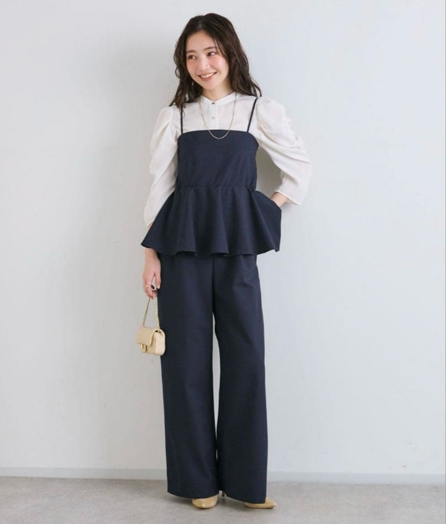 ペプラムサロペット【脚長見え】ベアトップオールインワンラブティックボンボン