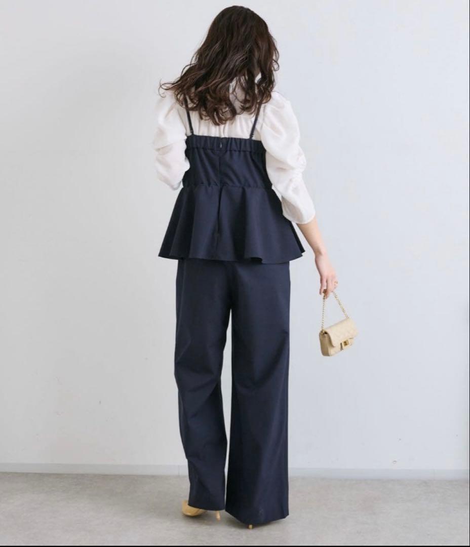 ペプラムサロペット【脚長見え】ベアトップオールインワンラブティックボンボン