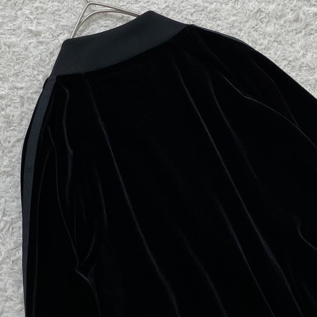 Y2K✨未使用級✨アディダス トラックジャケット 刺繍ロゴ ベロア ブラック 黒