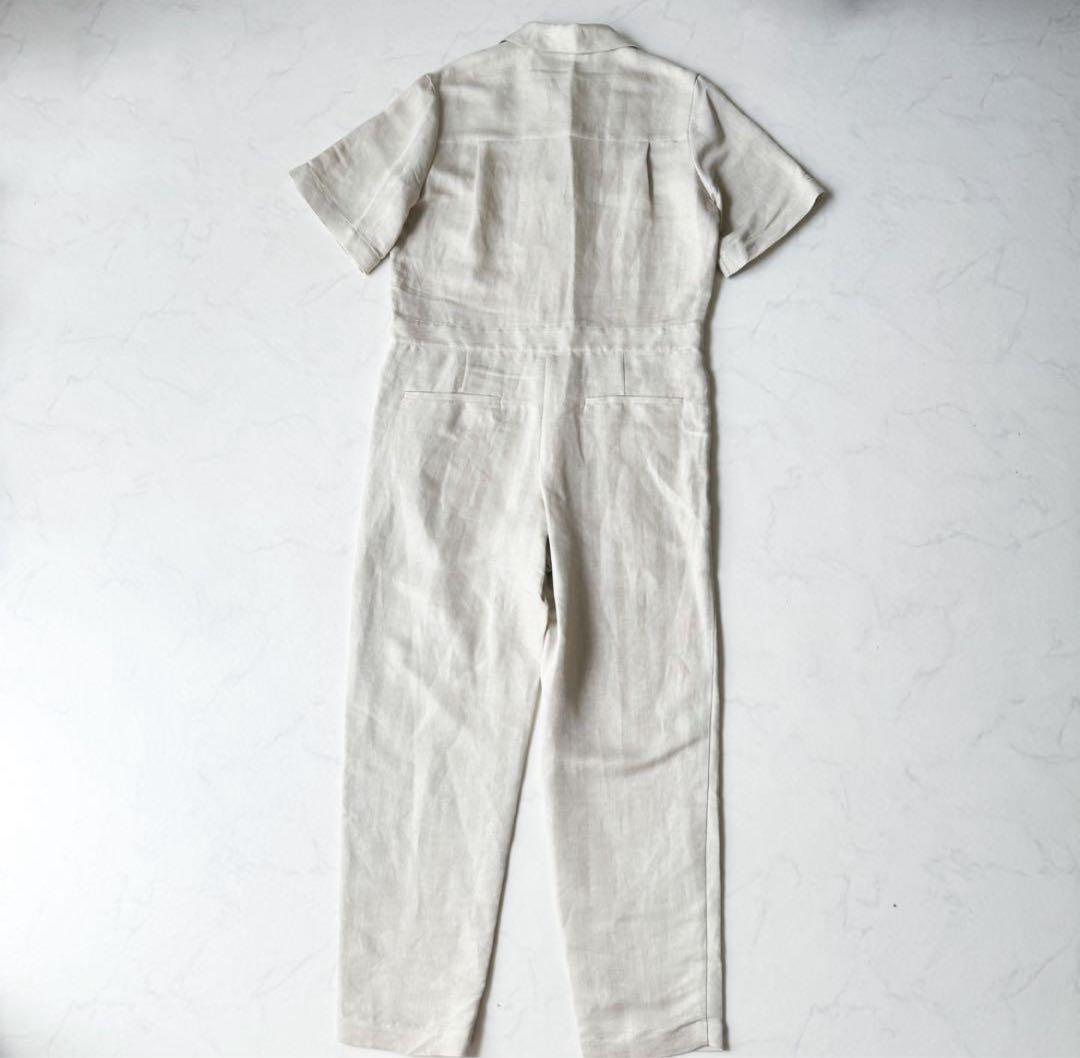 1回着用クリ－ニング済定価5.8万 エブールリネンビスヘリンボーンオールインワン