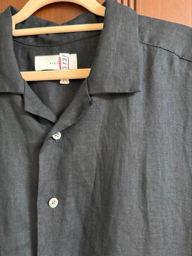 ◯　かぐれ　リネンハーフスリーブオールインワン　ブラック