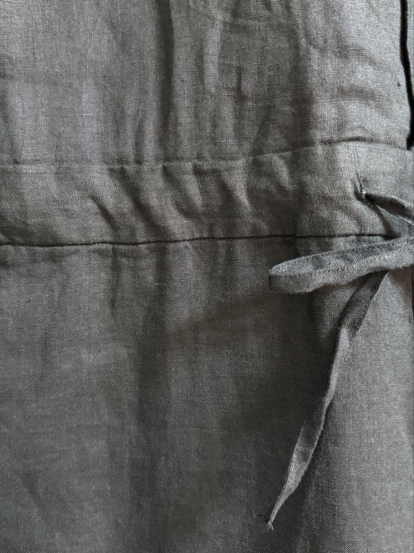 ◯　かぐれ　リネンハーフスリーブオールインワン　ブラック