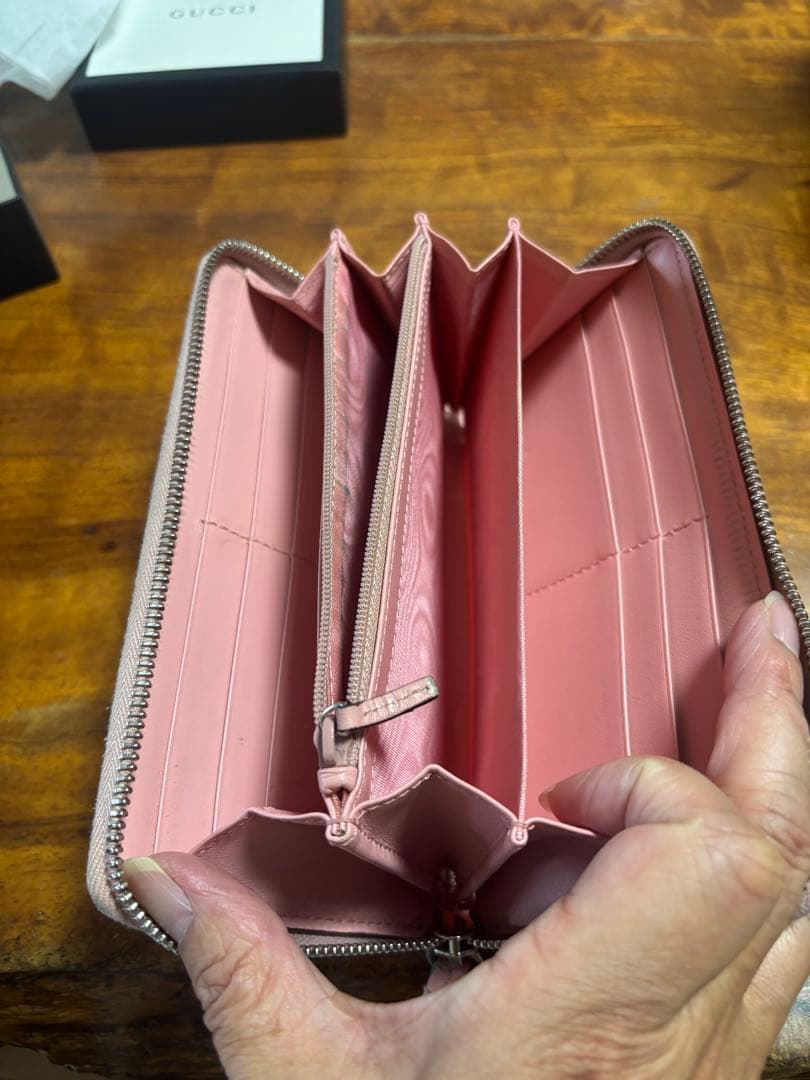値下げ　GUCCI ピンク 長財布 ダブルGロゴ マーモント キルティングレザー