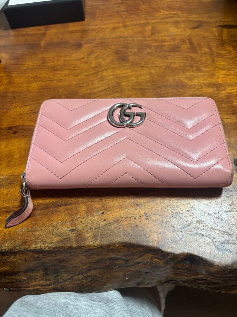 値下げ　GUCCI ピンク 長財布 ダブルGロゴ マーモント キルティングレザー