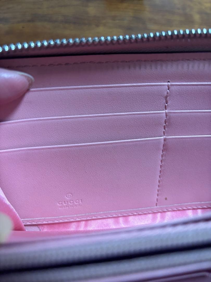 値下げ　GUCCI ピンク 長財布 ダブルGロゴ マーモント キルティングレザー