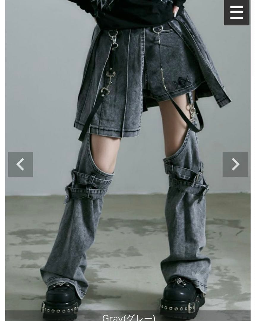 ！説明文必読！レフレム レッグカバー付き レイヤードデニムショートパンツ グレー