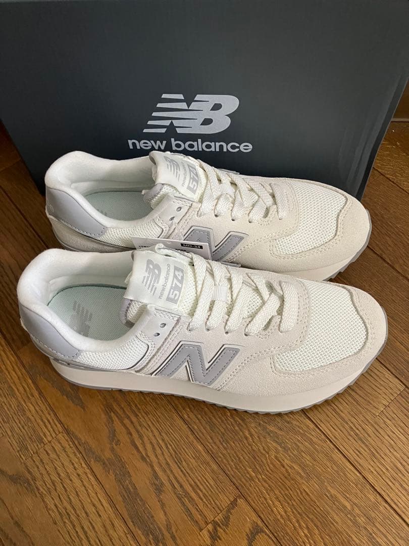 23.5cm ニューバランスWL574 オフホワイトカラー 厚底スニーカー