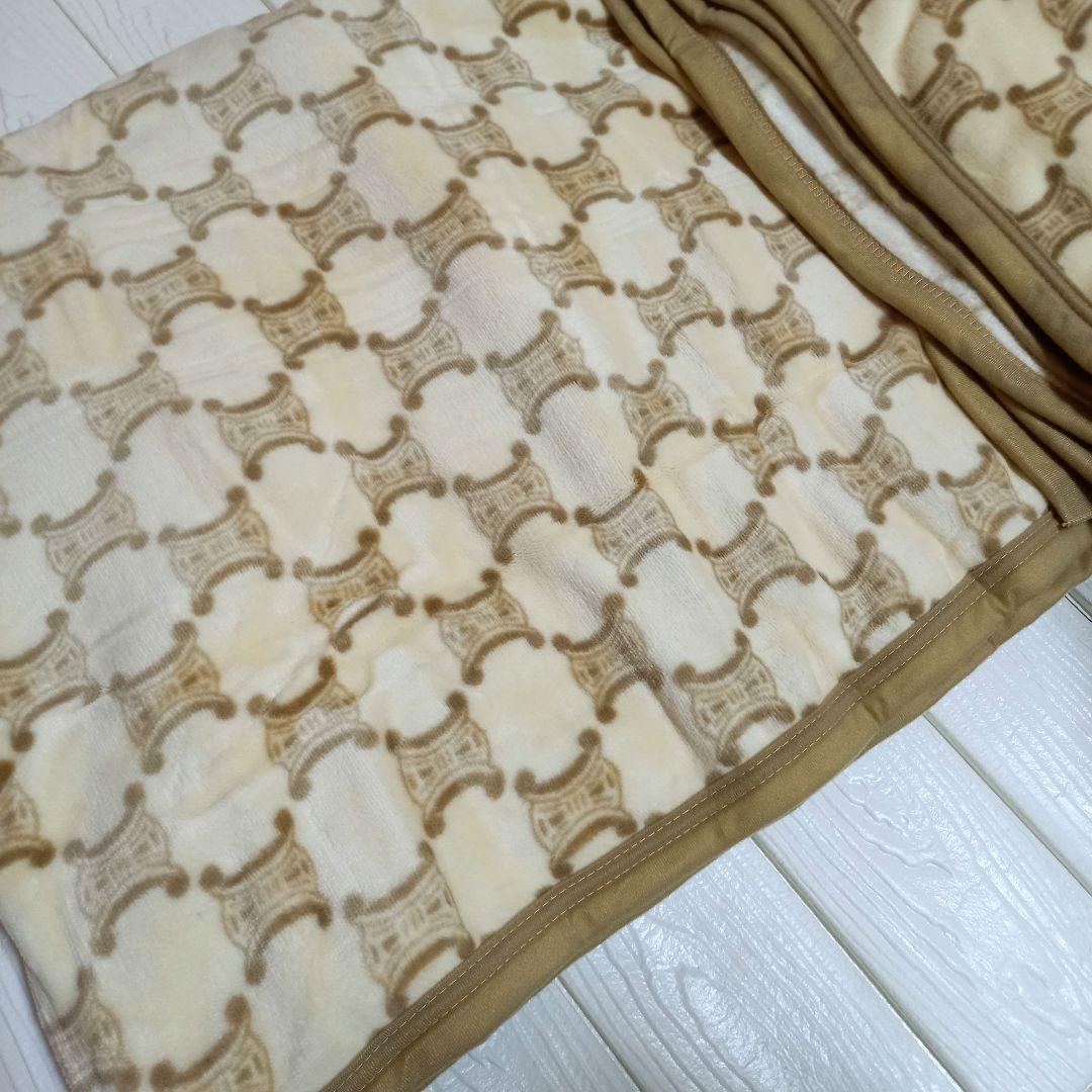 ✨新品 未使用✨CELINE セリーヌ 綿毛布 マカダム柄 クリーム色 シングル