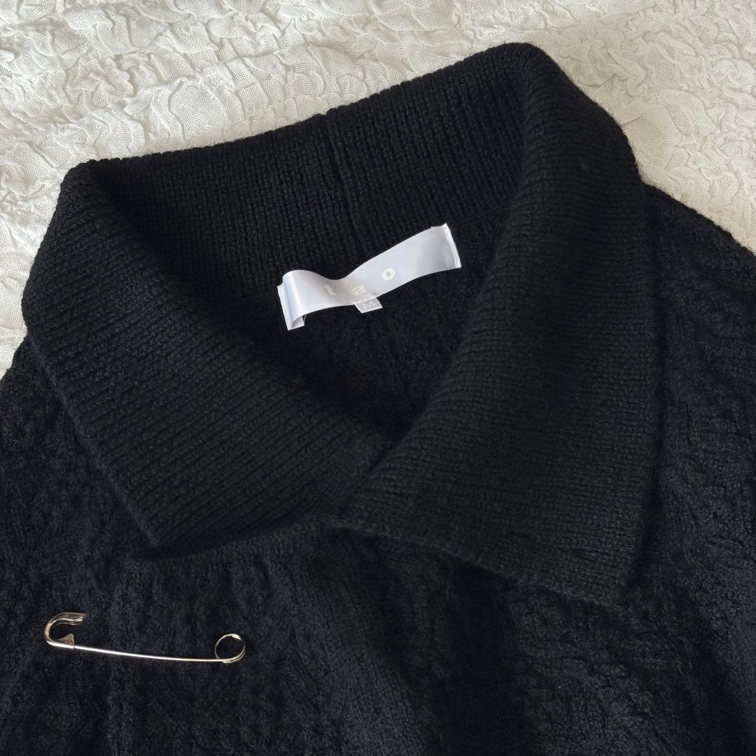 【美品】 タオ コムデギャルソン ウール ニット ポンチョ ケープ ブラック 黒