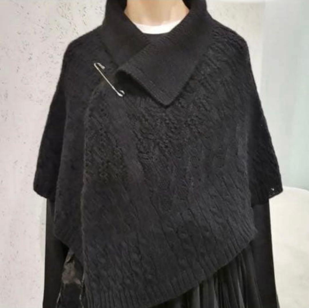 【美品】 タオ コムデギャルソン ウール ニット ポンチョ ケープ ブラック 黒