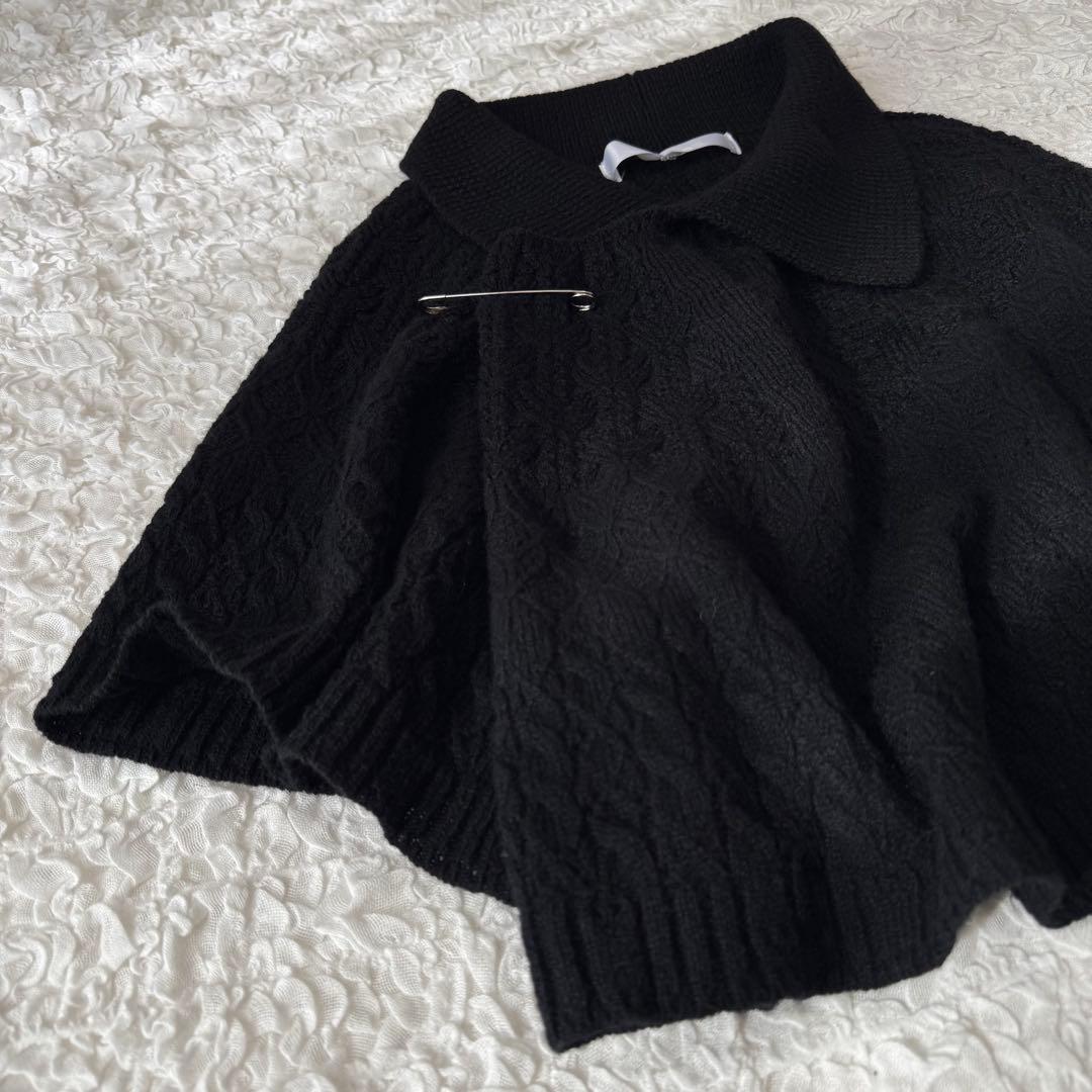 【美品】 タオ コムデギャルソン ウール ニット ポンチョ ケープ ブラック 黒