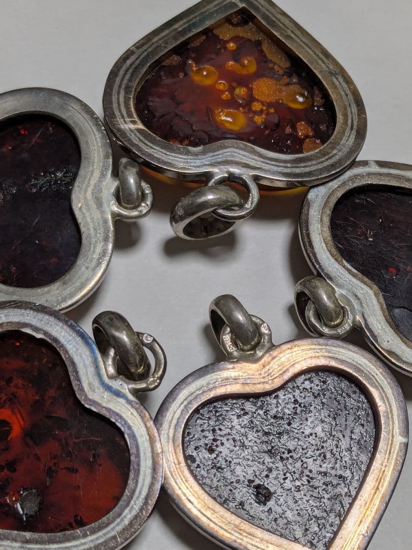 琥珀 ペンダントトップ シルバー 925 チャーム