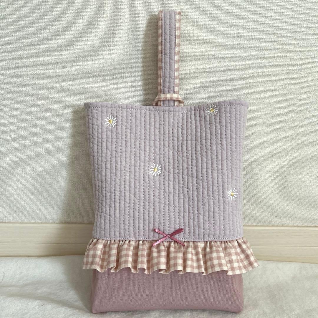 入園入学3点セット　【マーガレットヌビ×くすみピンク】　女の子　レッスンバッグ