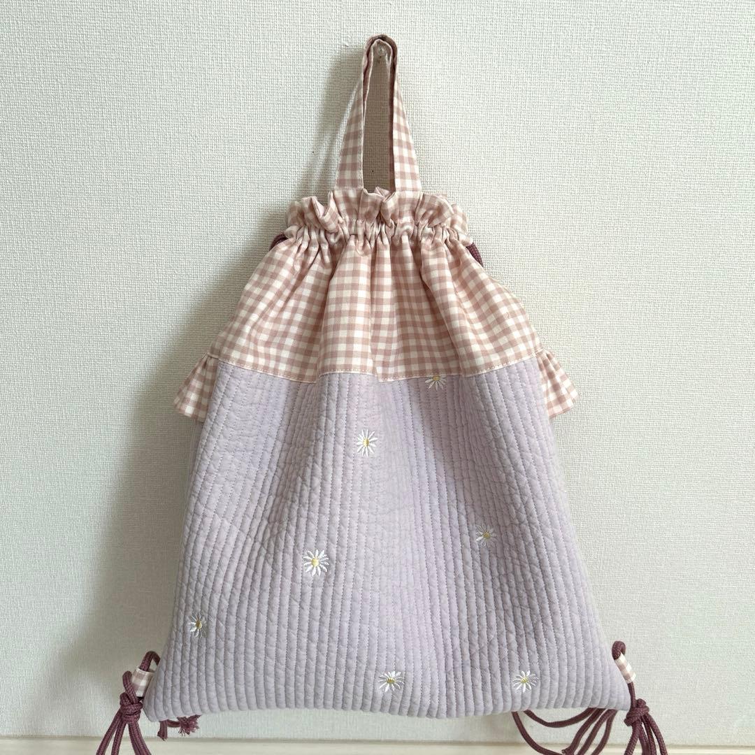 入園入学3点セット　【マーガレットヌビ×くすみピンク】　女の子　レッスンバッグ