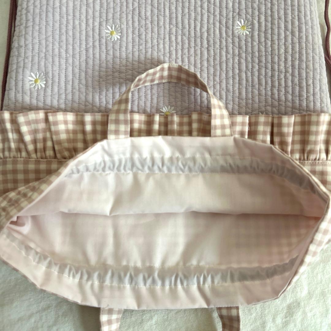 入園入学3点セット　【マーガレットヌビ×くすみピンク】　女の子　レッスンバッグ