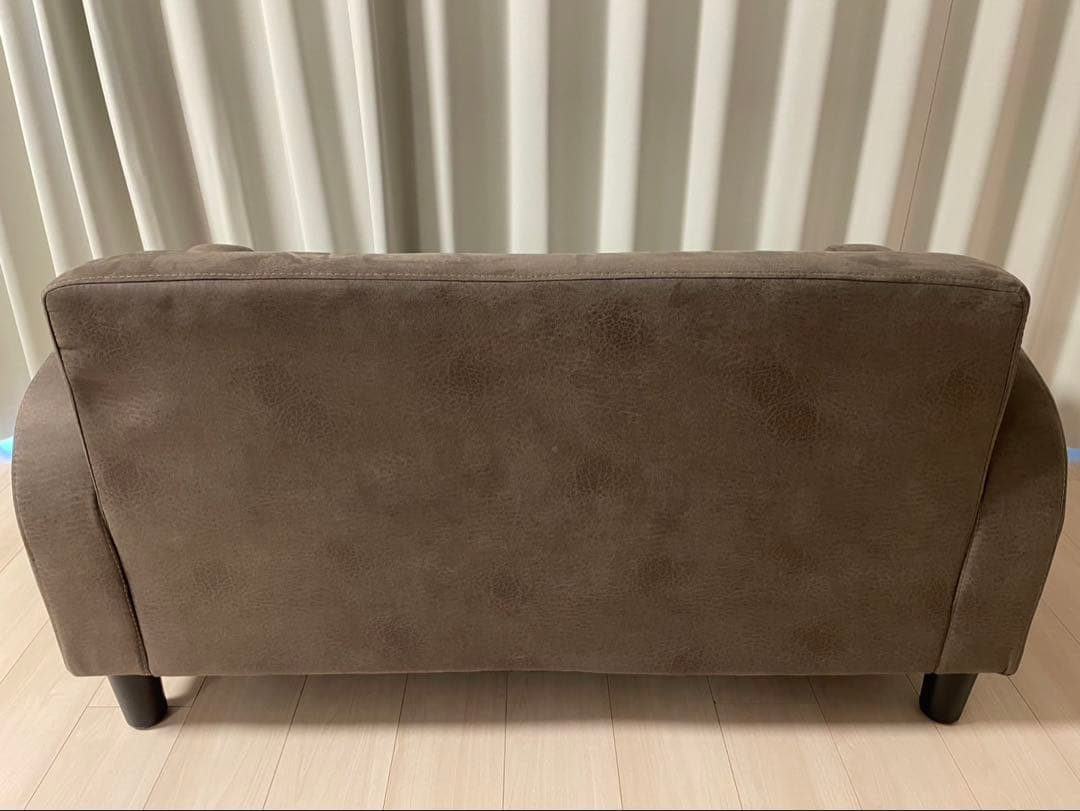 【値下げ】ブラウン ファブリック 2人掛けソファ