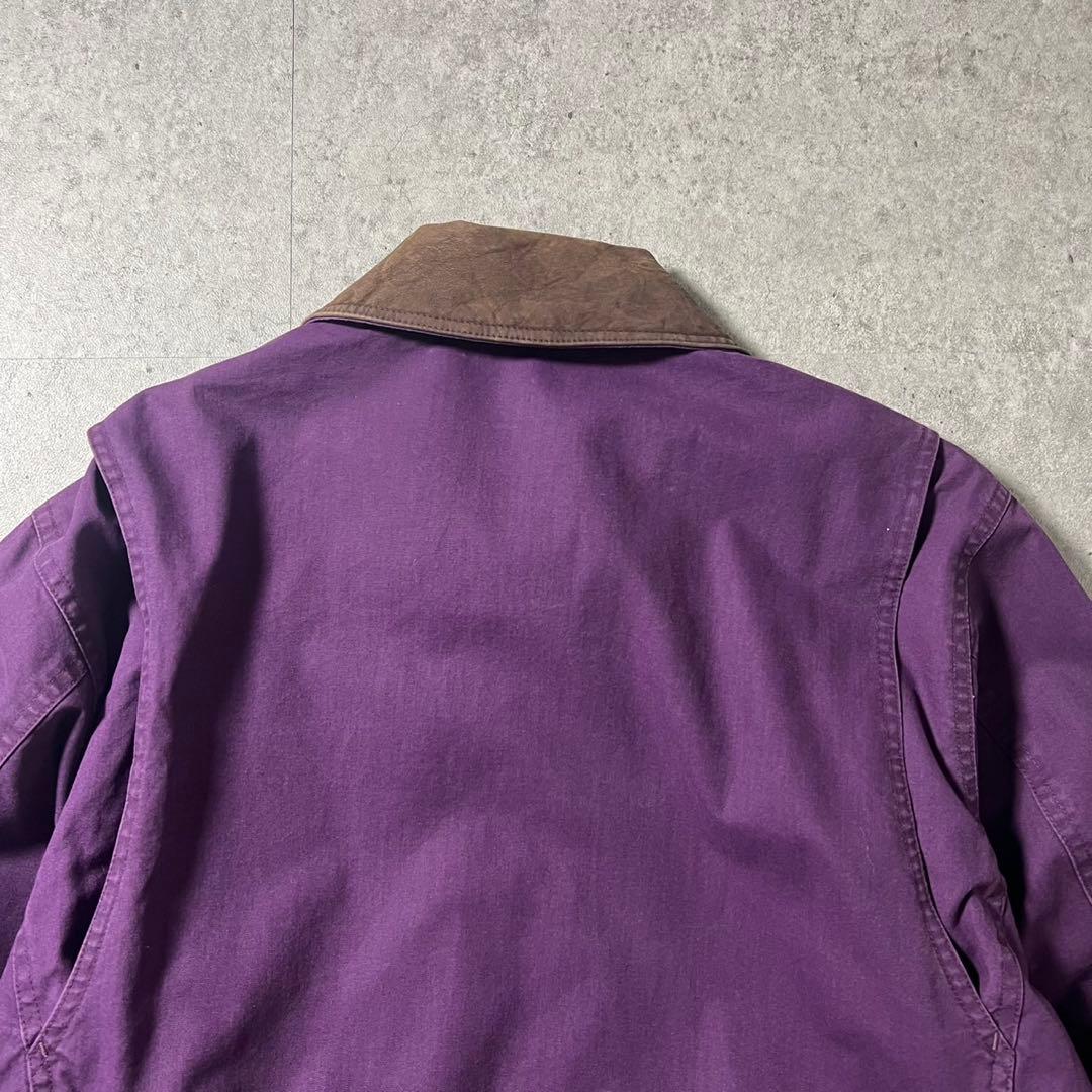 L.L.Bean ハンティングジャケット レザー襟 パープル 古着