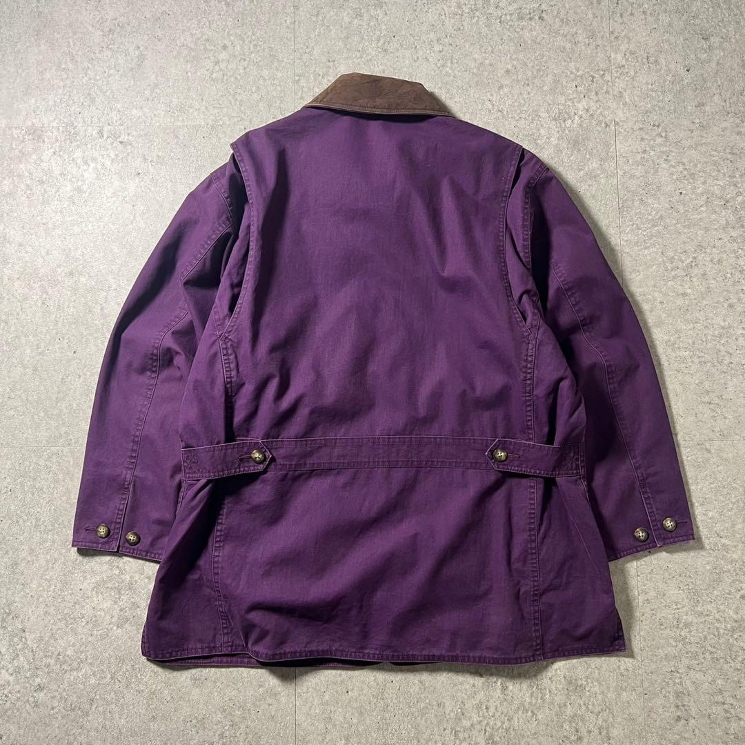 L.L.Bean ハンティングジャケット レザー襟 パープル 古着