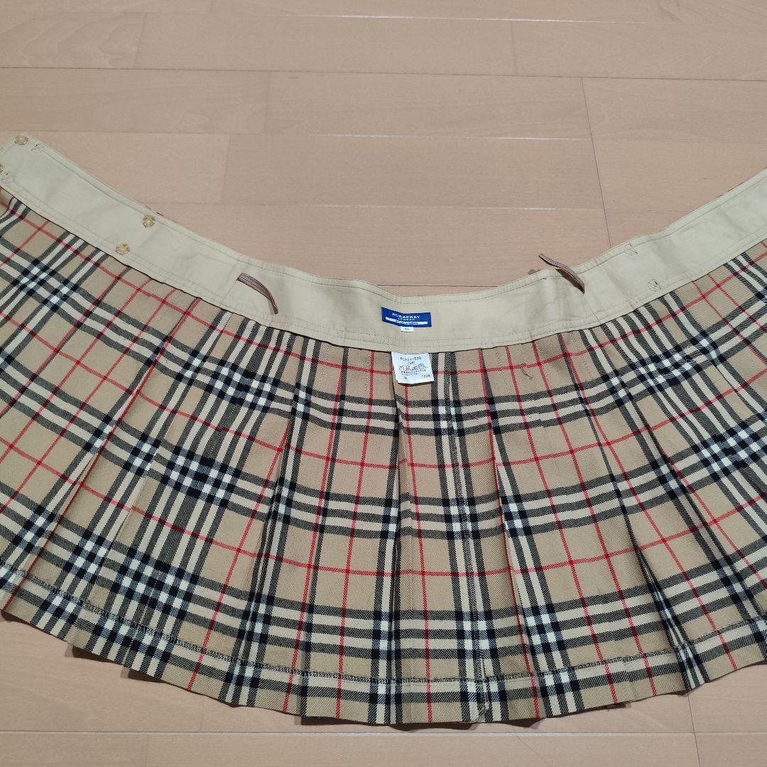 バーバリー ロンドン ノバチェック ベルト バックプリーツミニスカート 36