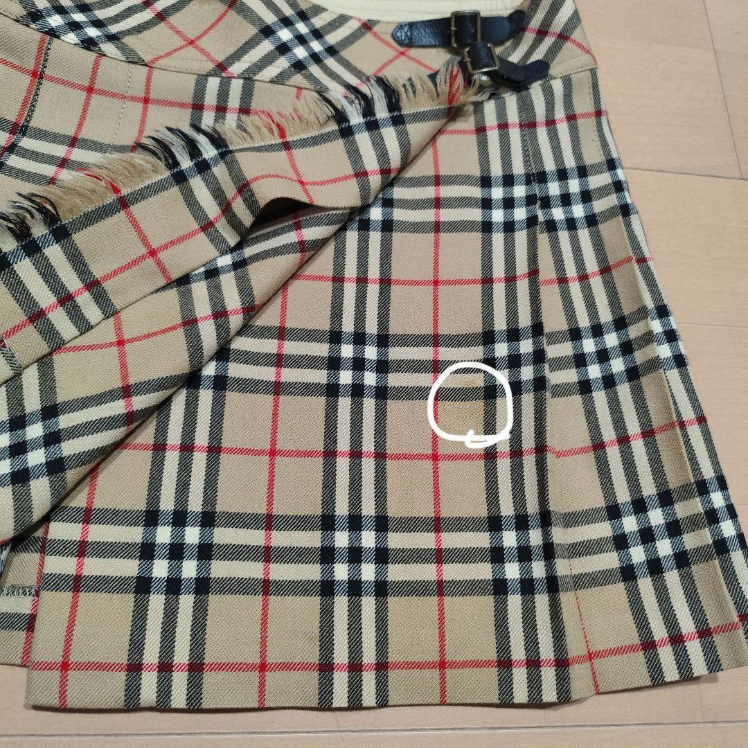 バーバリー ロンドン ノバチェック ベルト バックプリーツミニスカート 36