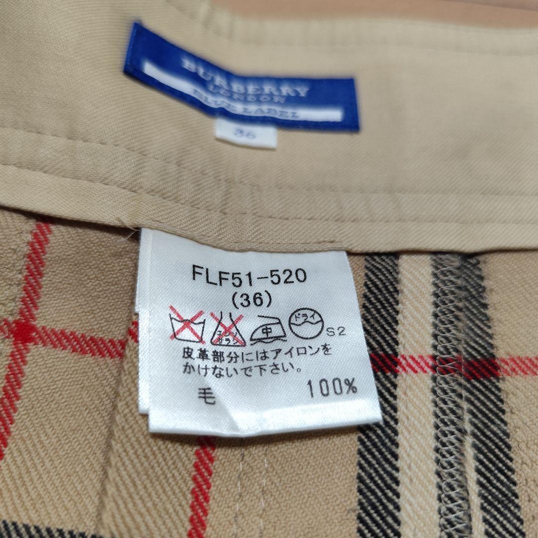 バーバリー ロンドン ノバチェック ベルト バックプリーツミニスカート 36