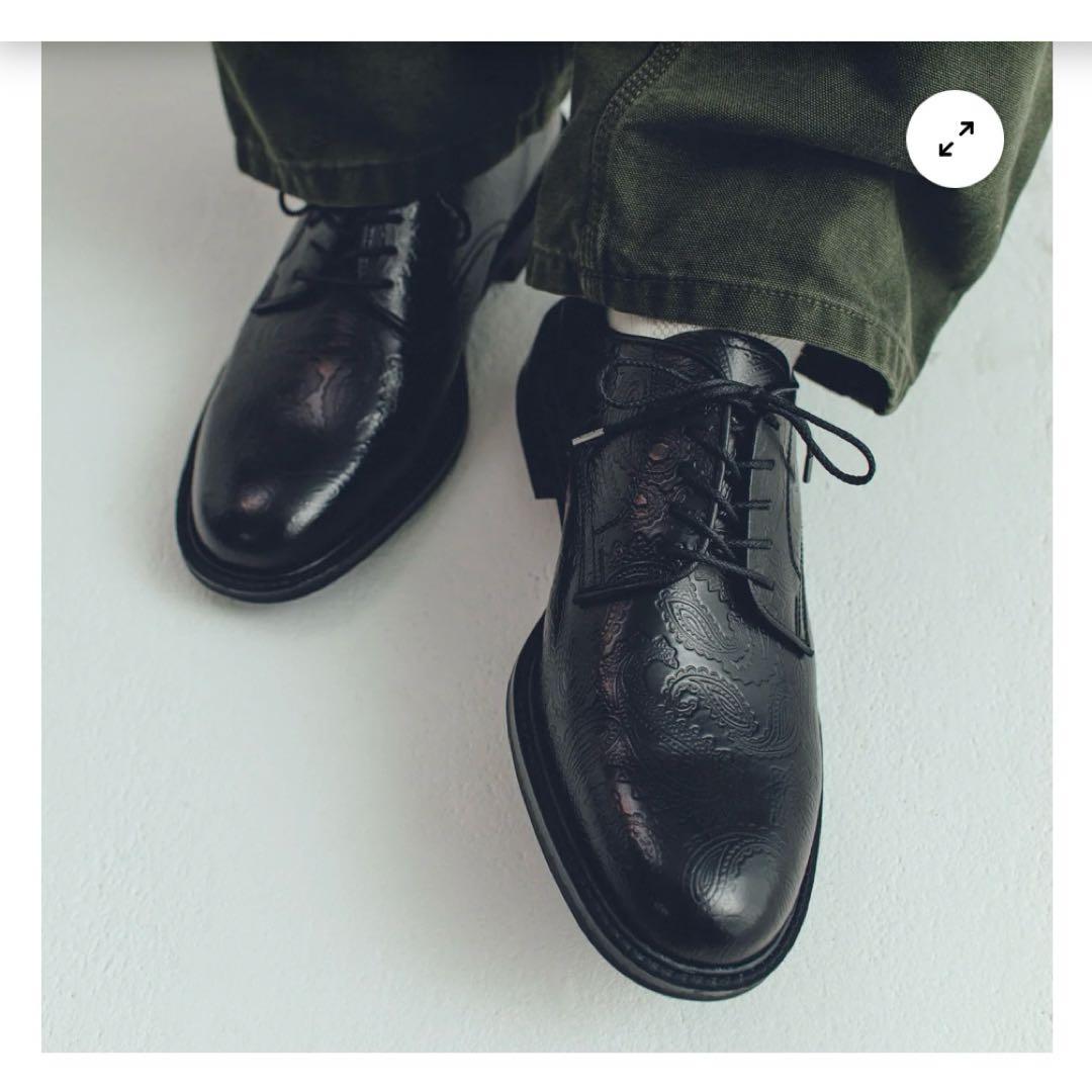 靴 kenford CLASSIC PLAIN TOE BLACK PAISLEY