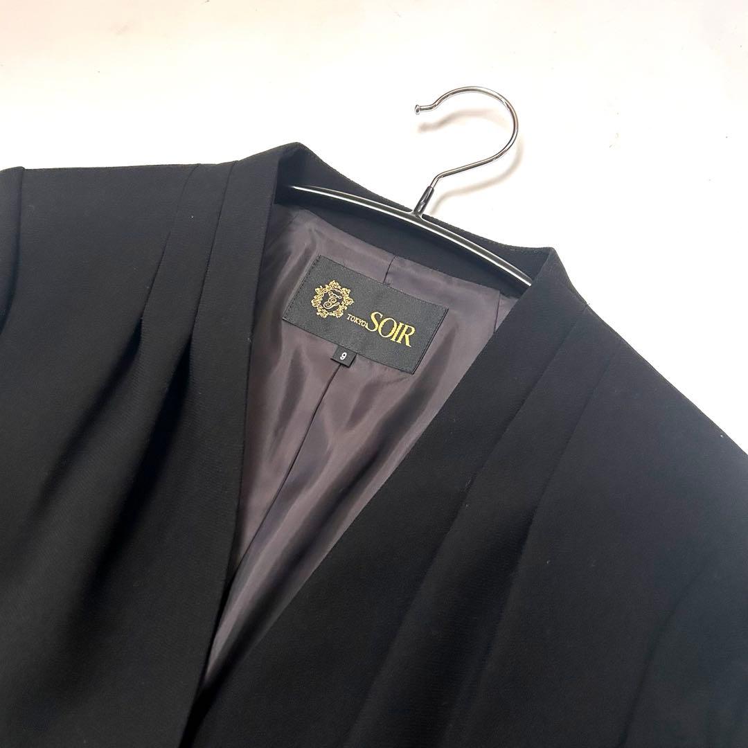 タグ付き新品 東京ソワール ノーカラーロングコート ジャケット フォーマル 黒