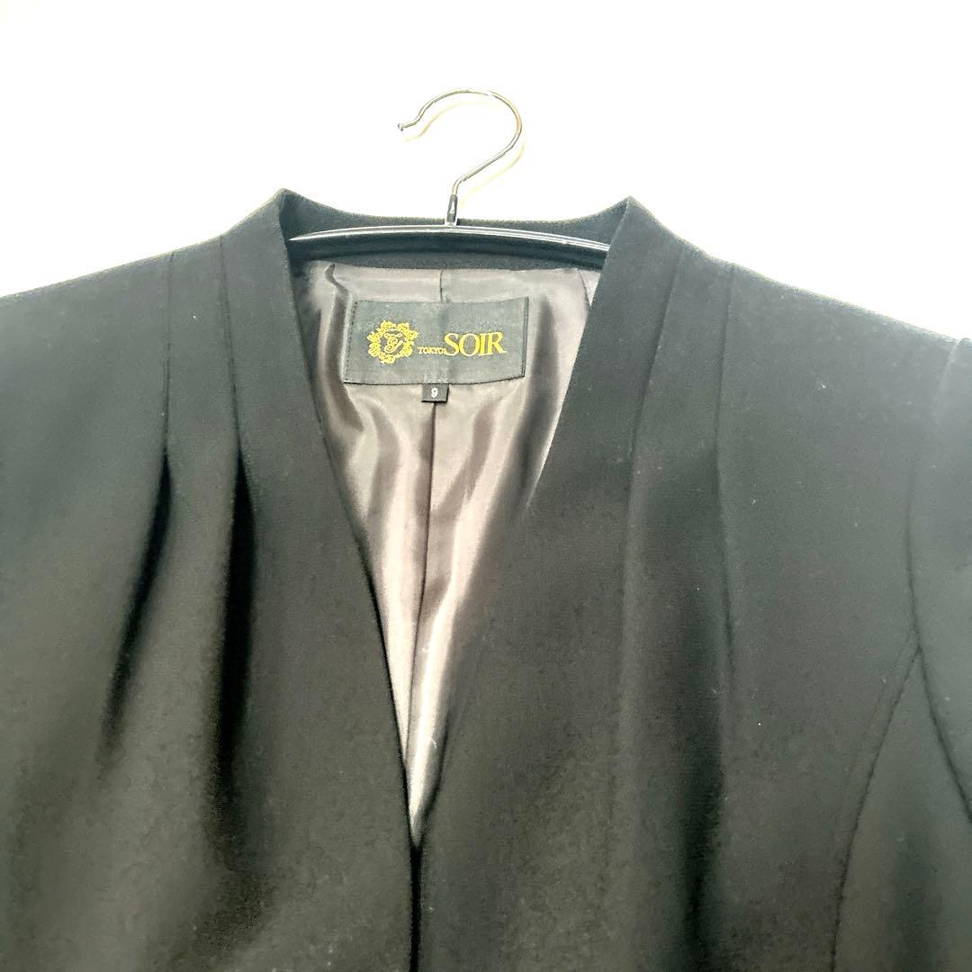 タグ付き新品 東京ソワール ノーカラーロングコート ジャケット フォーマル 黒