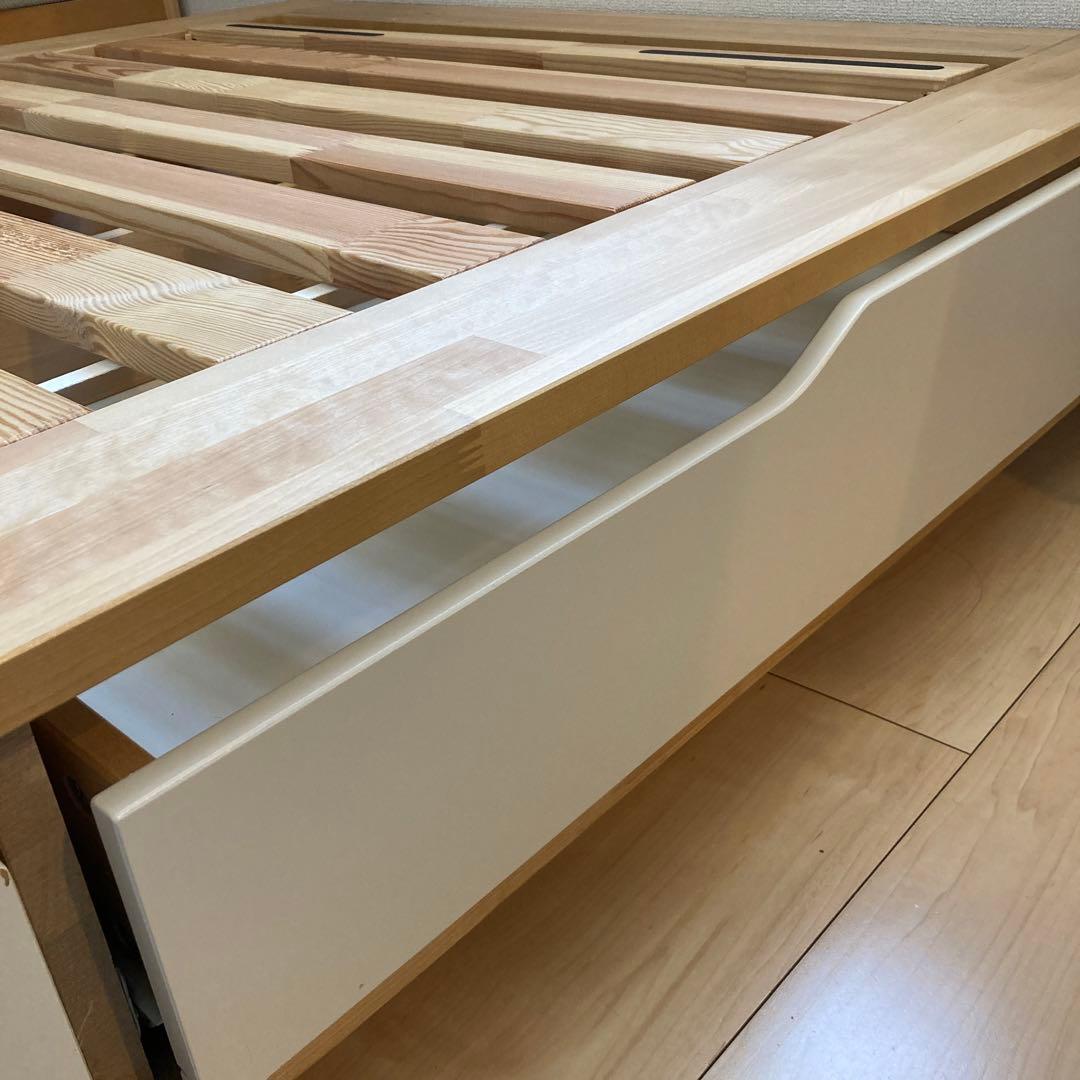 【5月以内限定】セミダブル　ベットフレーム収納付き　（IKEA MANDAL）
