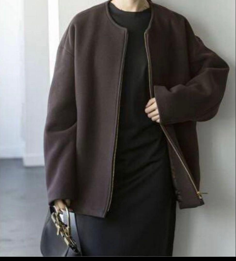 NOBLE MTRカラーレスジップショートコート ブラウン