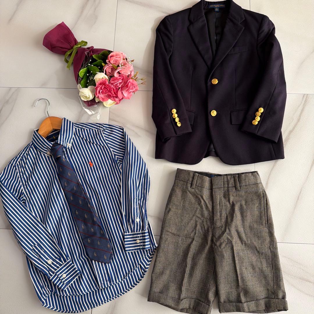 高級 ラルフローレン4点セット フォーマル 120 スーツ ブレ ネイビー