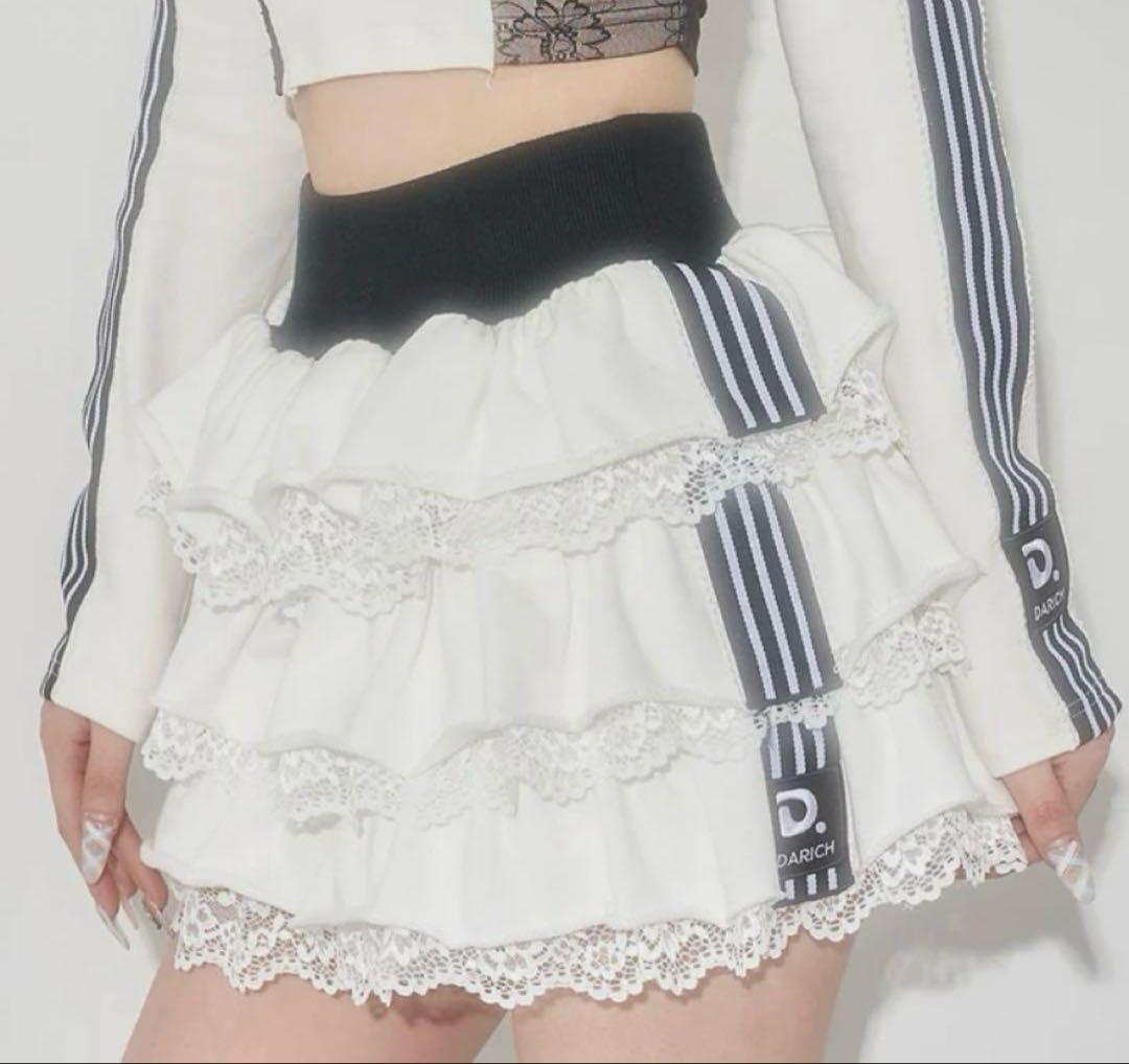 ダーリッチ darich スポーティラインフリルミニスカート ホワイト FREE
