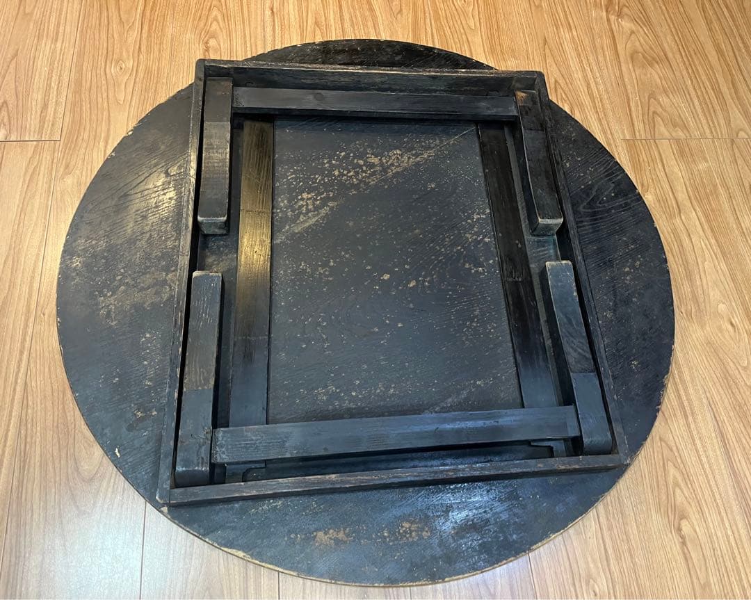 昭和　レトロ　ちゃぶ台　2枚板　木材