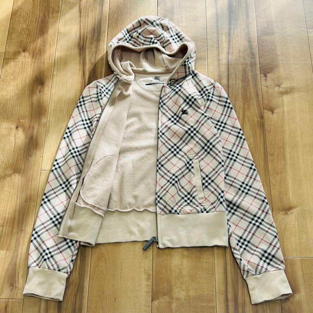 ✨バーバリーブルーレーベル ノバチェック フルジップパーカー フーディー y2k