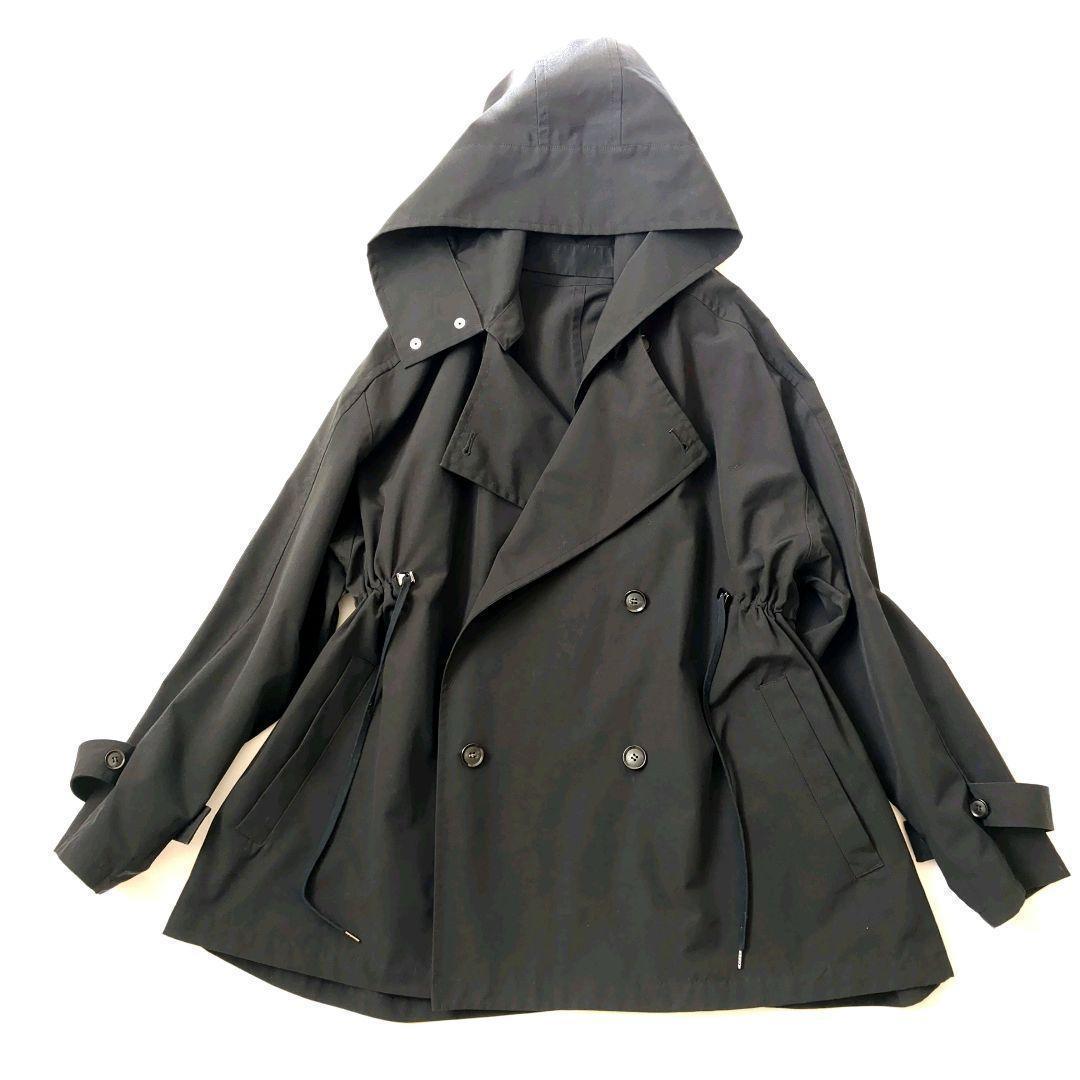 VACHEMENT│2wayフーデッド ショートコート ノーカラー ブラック