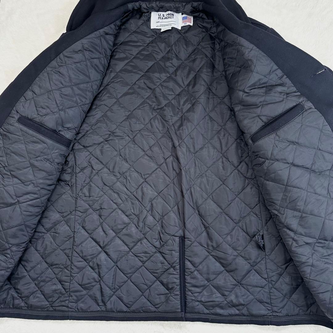 ショット Pコート ダブル ブラック キルティング 50 5XL 大きいサイズ