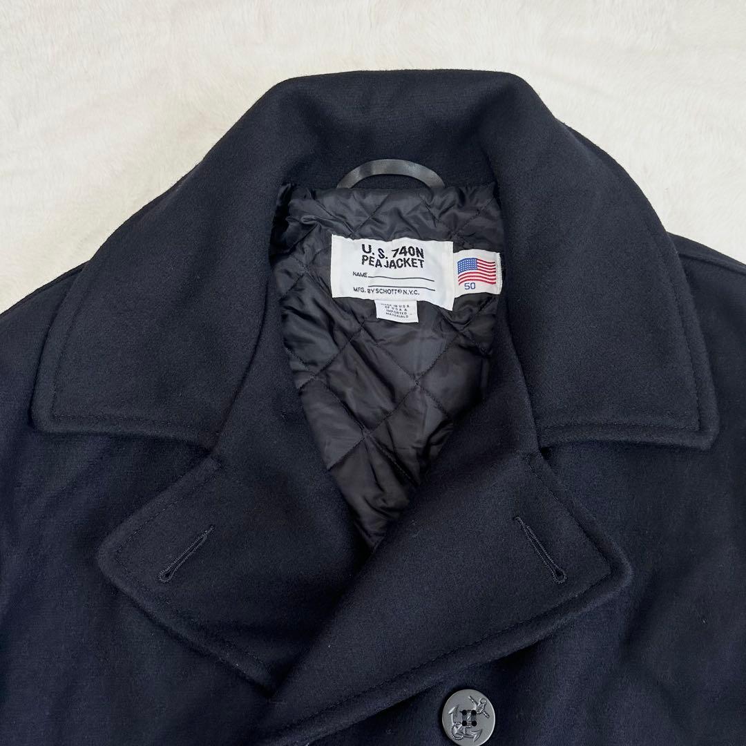 ショット Pコート ダブル ブラック キルティング 50 5XL 大きいサイズ