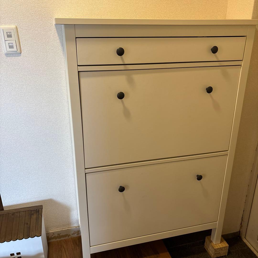 ホワイトシューズラック 3段引き出し　IKEA ヘムネス　HEMNES 靴箱