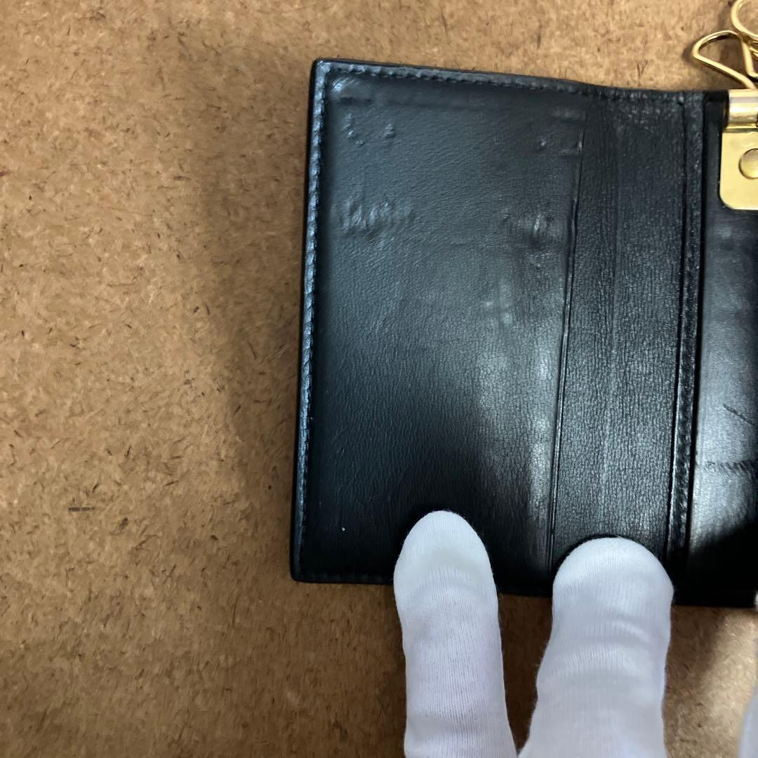 サンローラン 6連 キーケース キーフック ロゴ クロコ型押しレザー ブラック