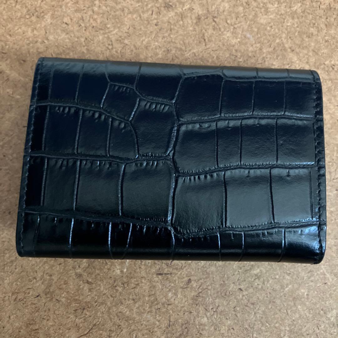 サンローラン 6連 キーケース キーフック ロゴ クロコ型押しレザー ブラック