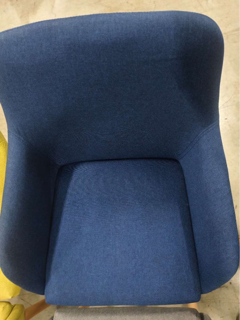 新品ダイニングチェア ネイビー2脚セット 布張り北欧風デザインファブリック製