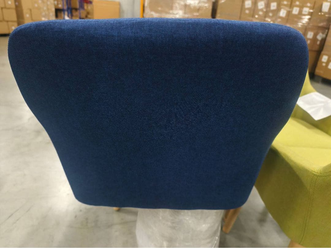 新品ダイニングチェア ネイビー2脚セット 布張り北欧風デザインファブリック製