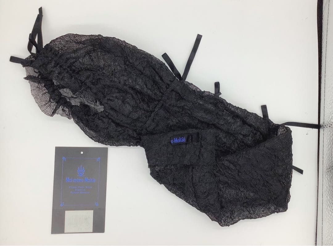 Moi-meme-Moitie リボン付きガーゼアームカバー　ブラック