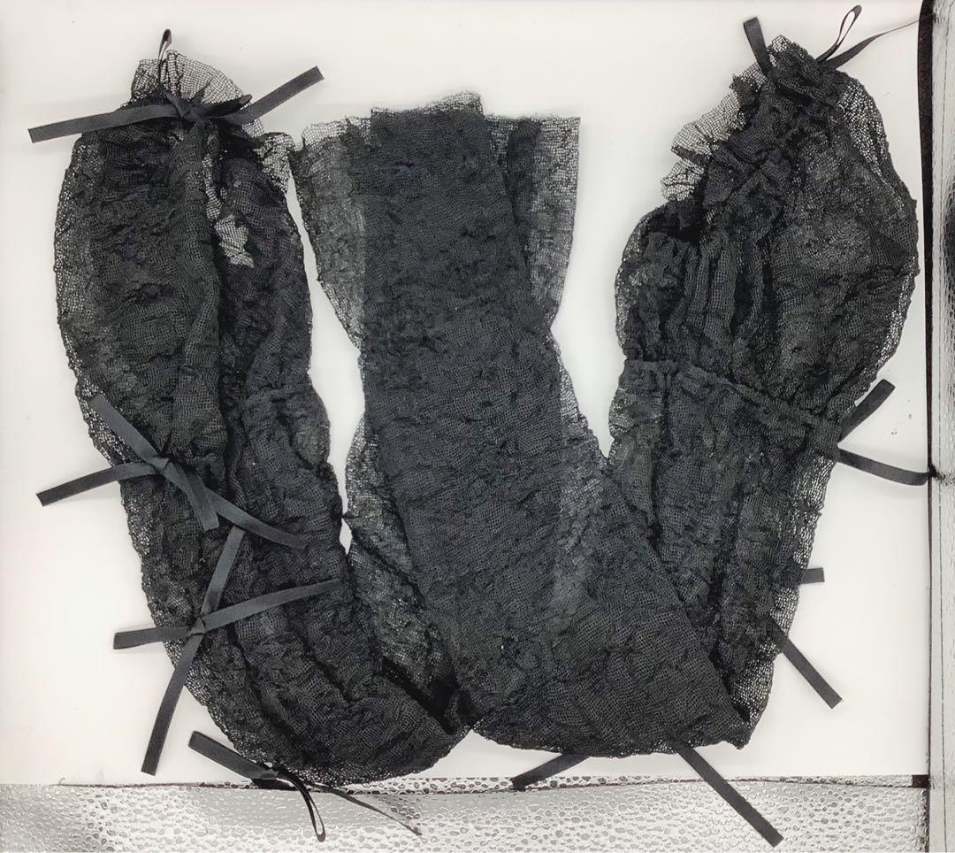 Moi-meme-Moitie リボン付きガーゼアームカバー　ブラック