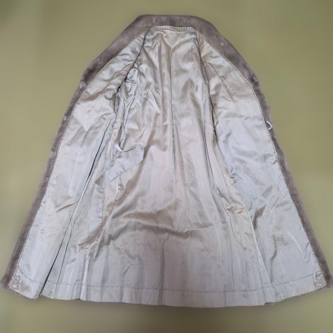 サファイアミンク ロングコート グレージュ 着丈110cm マキシ丈 11号