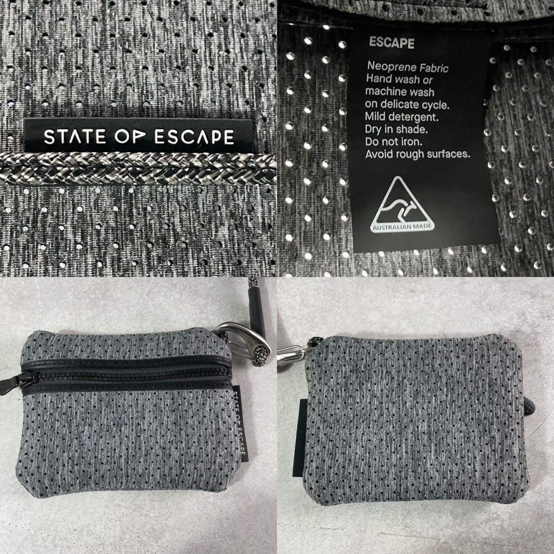 ステイトオブエスケープ トートバッグ フェードデニム 大容量 ポーチ付 グレー