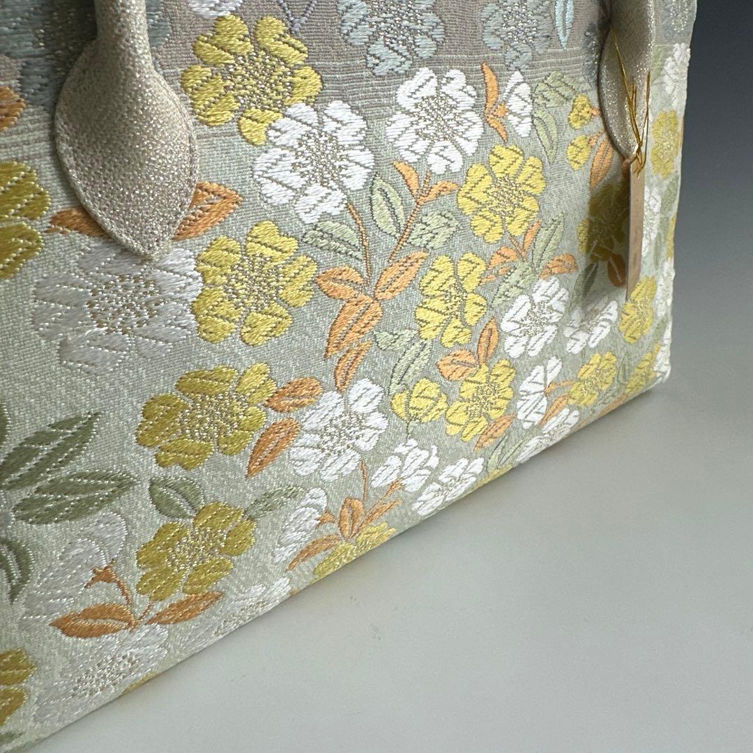 新品未使用 ！！特別セール！！京都 西陣 正絹 帯使用 利休バッグ　25122