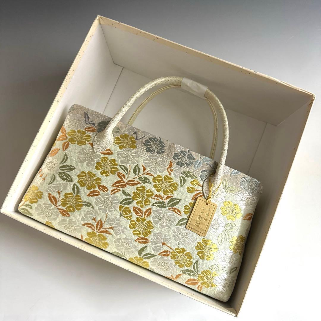 新品未使用 ！！特別セール！！京都 西陣 正絹 帯使用 利休バッグ　25122